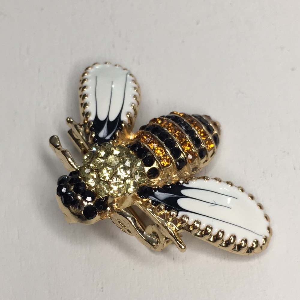 Charming Gold & Black Bee Brooch